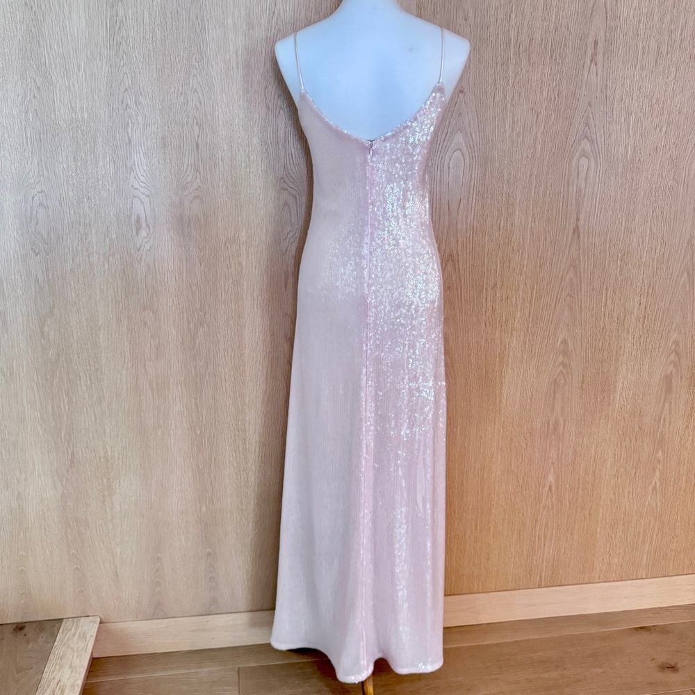 Rodarte translucent nude sequin slip Floral appliqué gown size 4 - Picture 9 of 14